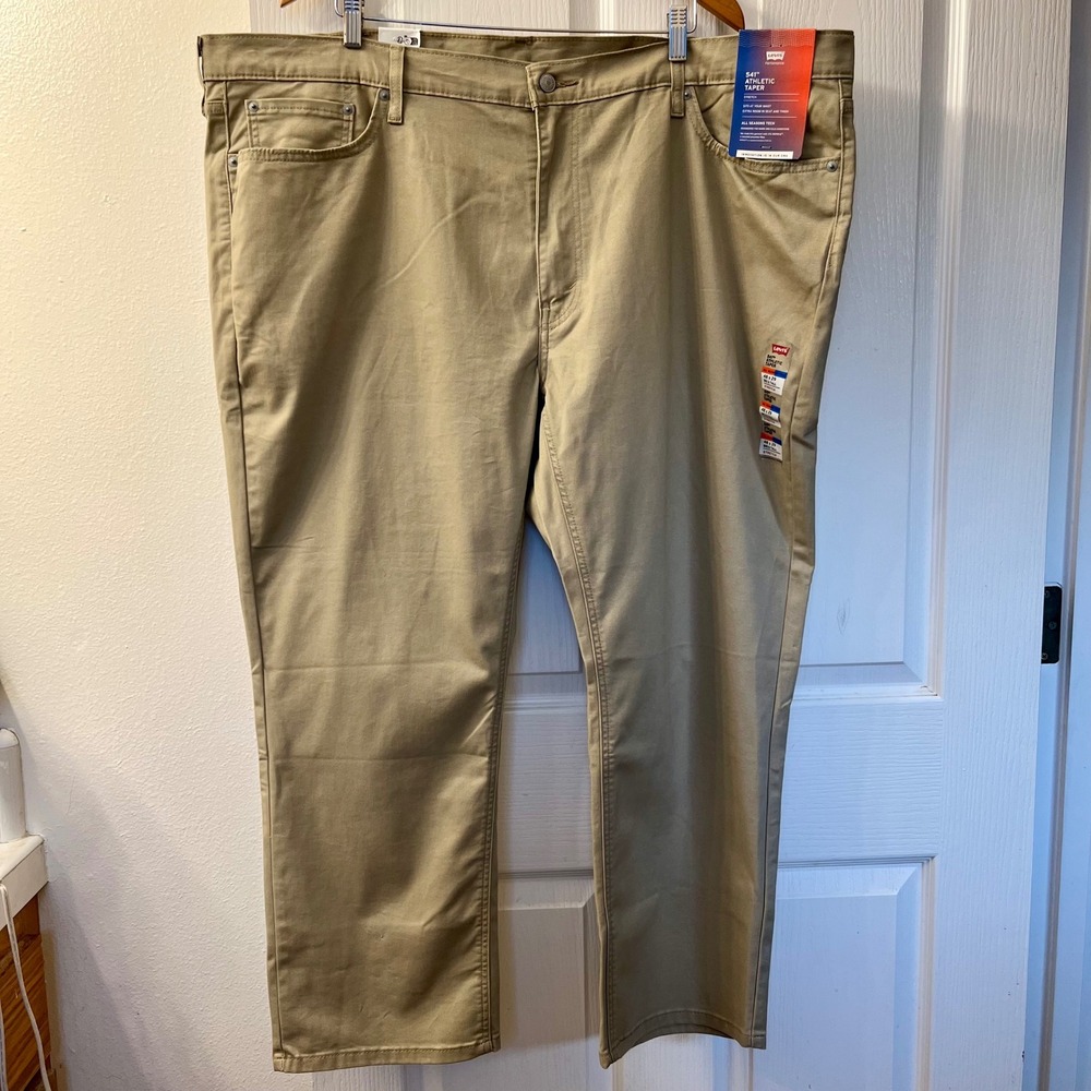 Levis 541 Athletic Taper Mens Pants Big & Tall 48x29 Beige True Chino Stretch